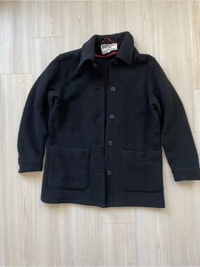 VTG Kristen Blake Wool Blend Black Button-Up Car Coat Made in usa